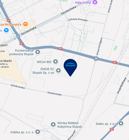 Mapa dojazdu do ENGIE EC Slupsk
