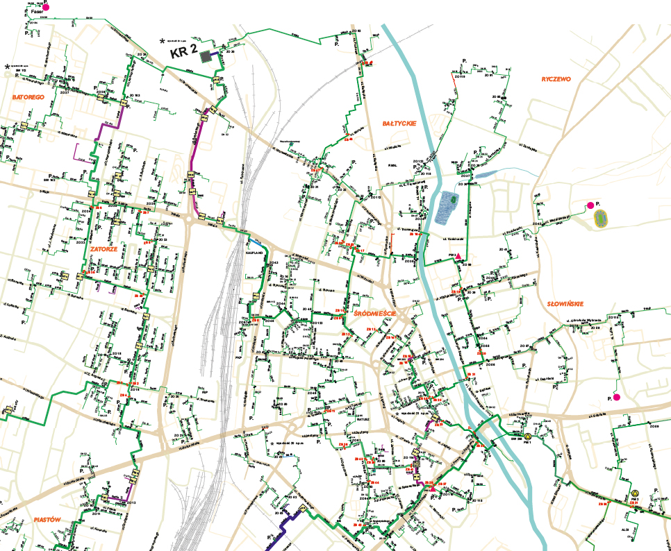 Mapa miejskiej sieci cieplowniczej